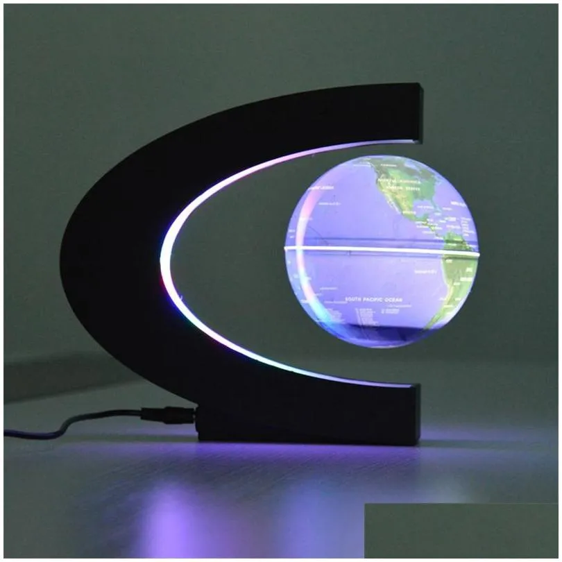 novelty c shape led world map floating globe magnetic levitation light antigravity magic/novel lamp birthday home dec night lamp