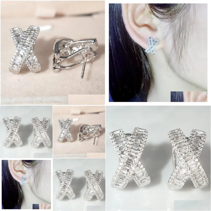 across 14 gold lab diamond stud earring real 925 sterling silver engagement wedding earrings for women bridal gemstones jewelry