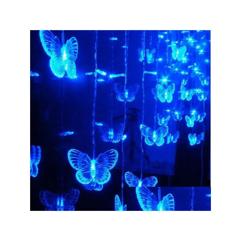 8m x 0.5m 192pcs led string fairy curtain light with 48pcs butterfly led curtain light celebration wedding party ball decoration