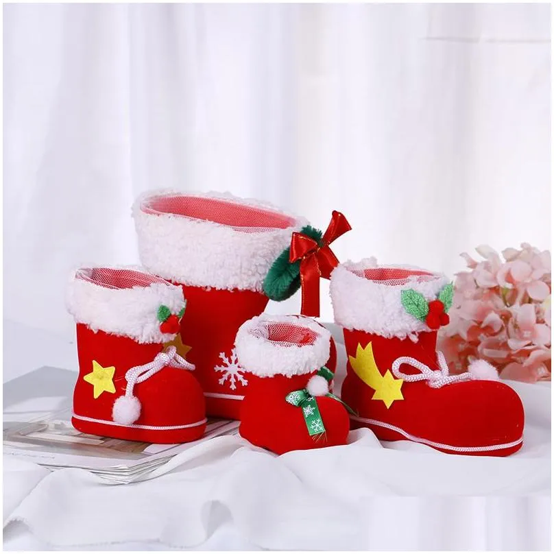 christmas decorations 4 size home decor santa claus boot shoes stocking kids child candy gift holder bags xmas tree decoration1