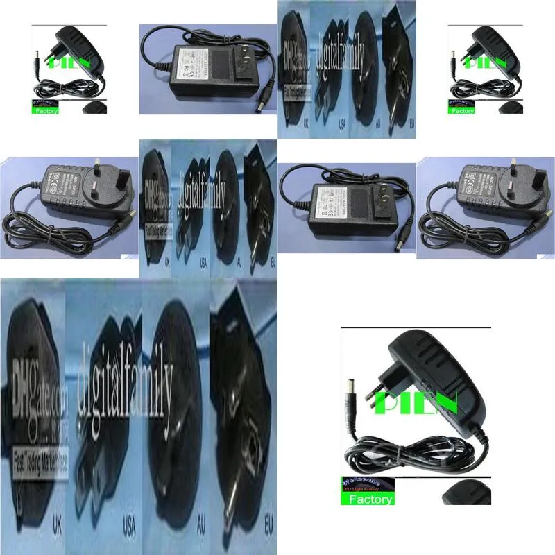 100pcs 12v 2a ac/dc 24w us eu adapter power supply stwich adapter ac 100240v for led strip light 3528 5050 5630