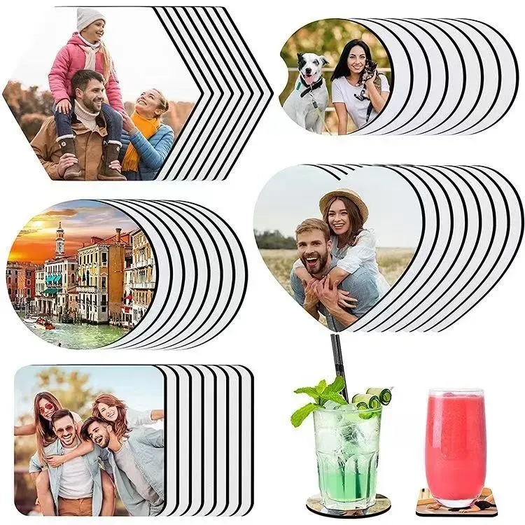 Party Favor Sublimation Blanks Coaster DIY Car Cup Holder Blank Cup Pad Mat for Gifts Crafts Printable Heat Press Products