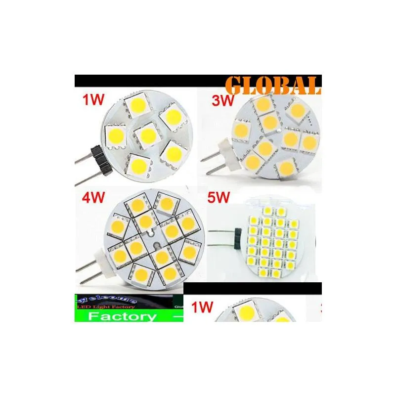  5 piece warm white g4 led light bulbs 5050 smd 1w 3w 4w 5w 300lm 24 leds chandelier home car rv marine boat indoor lighting dc