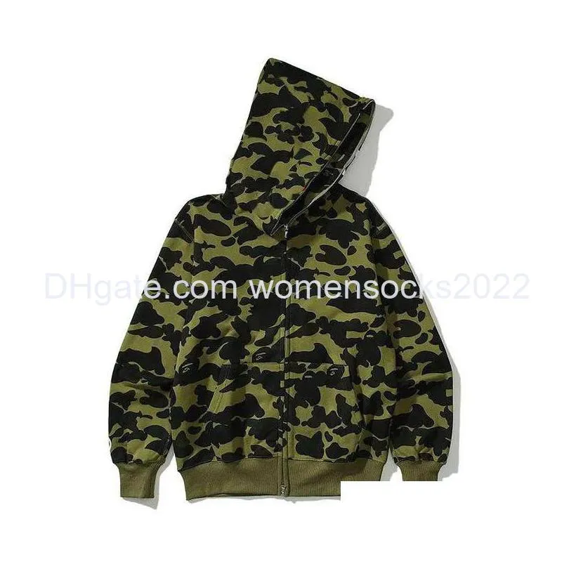 mens designer hoodie fullzip up ape shark womens hoodie colorful camo jacket blue hooded sweatshirt mens womens sweater long