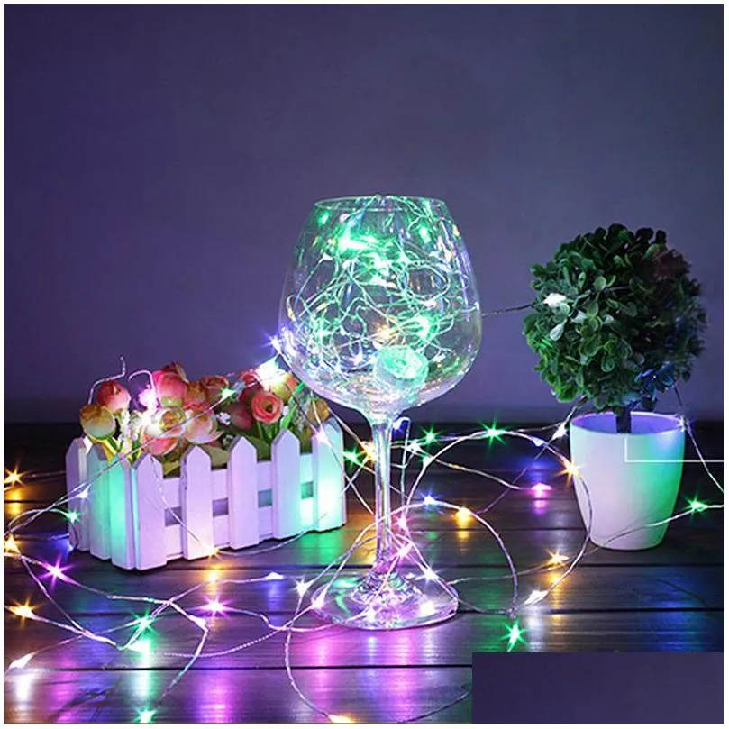 copper silver wire led string lights 1m 2m  5m 6m 10m waterproof holiday led strip for fairy christmas tree wedding party halloween