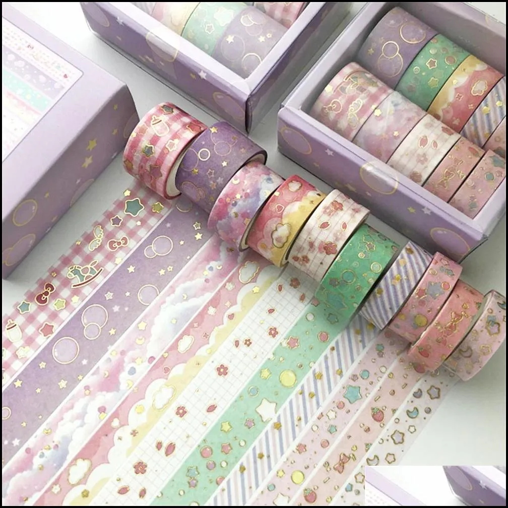 10 pcs/set gold washi tape vintage masking tape cute decorative adhesive sticker scrapbooking diary stationery 2016 jkxb2103