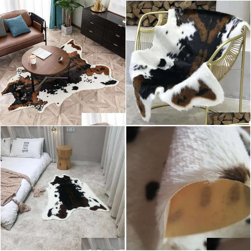 carpets cowhide rug cow hide carpet for living room bedroom print polyester faux fur rugs artificial animal skin home decorcarpets