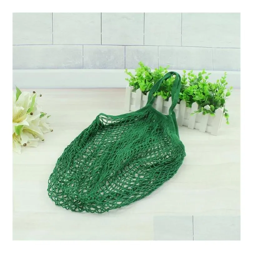 reusable shopping grocery bag 14 color large size portable shopper tote mesh net woven cotton bag home storage bags