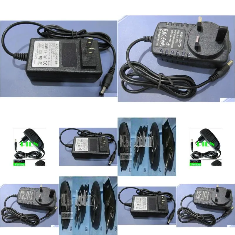 100pcs 12v 2a ac/dc 24w us eu adapter power supply stwich adapter ac 100240v for led strip light 3528 5050 5630