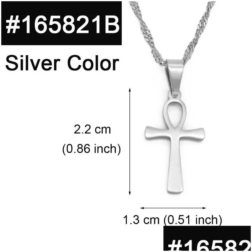 pendant necklaces anniyo small cross ankh necklace woman girls gold color/silver color african charm jewelry egypt nile key chain