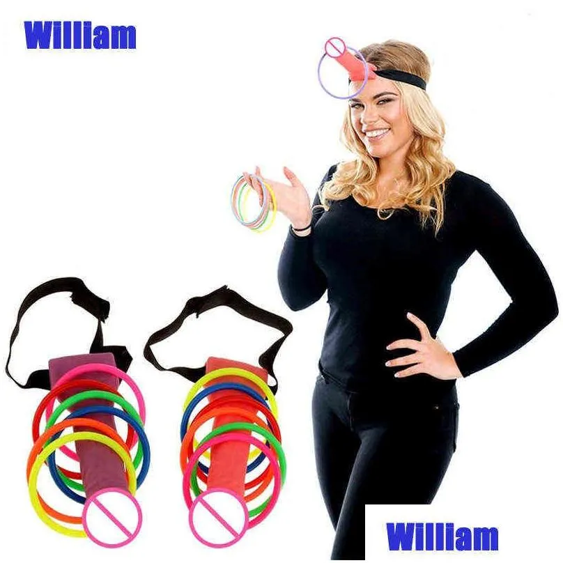 william 2pcs/set bachelorette party supplies penis toss dick heads bride to be hen night ring toss game bridal shower decoration