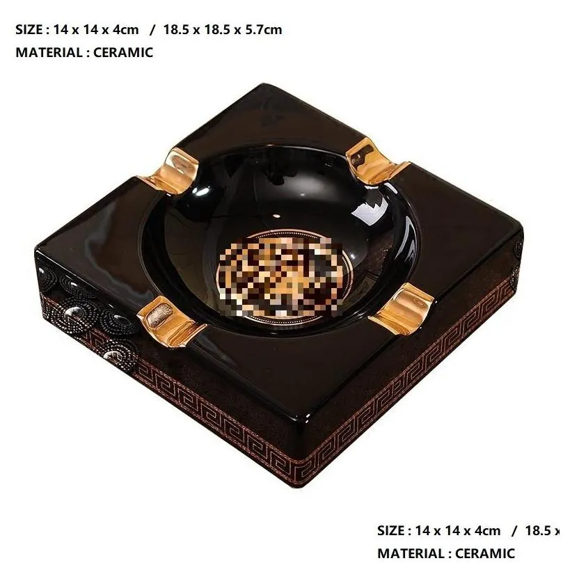 oussirro luxury large size ashtrays gadgets vintage style square quality ceramic cigar ashtray 210724