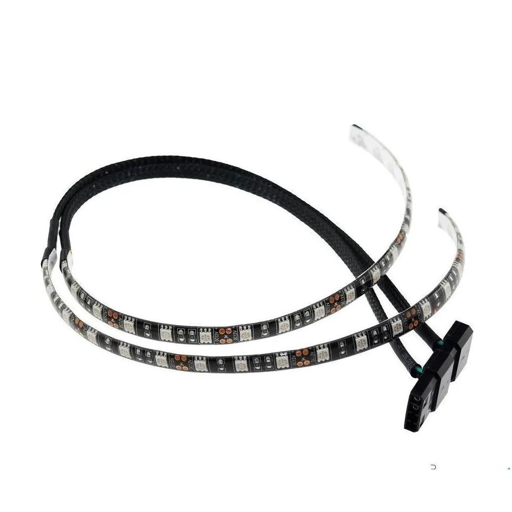 5050 smd 30cm red blue white green led strip light for pc computer case sleeved cable molex connector 12v