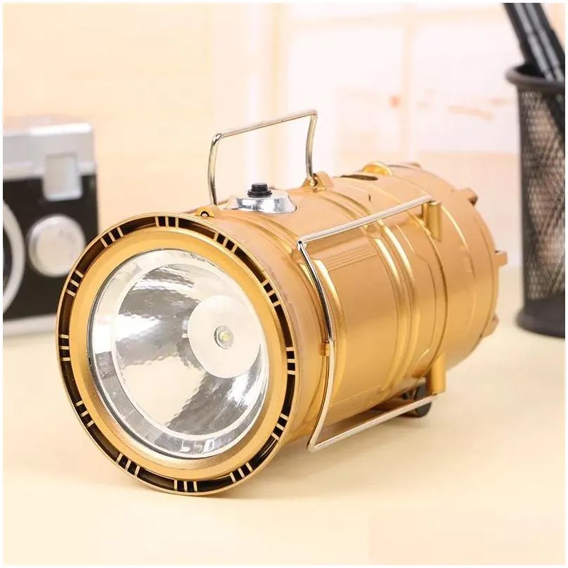 summer led solar power outdoor camping lamp with fan hanging portable tent telescopic emergency lamp hand lantern light