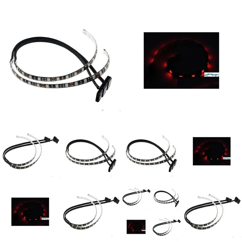 5050 smd 30cm red blue white green led strip light for pc computer case sleeved cable molex connector 12v