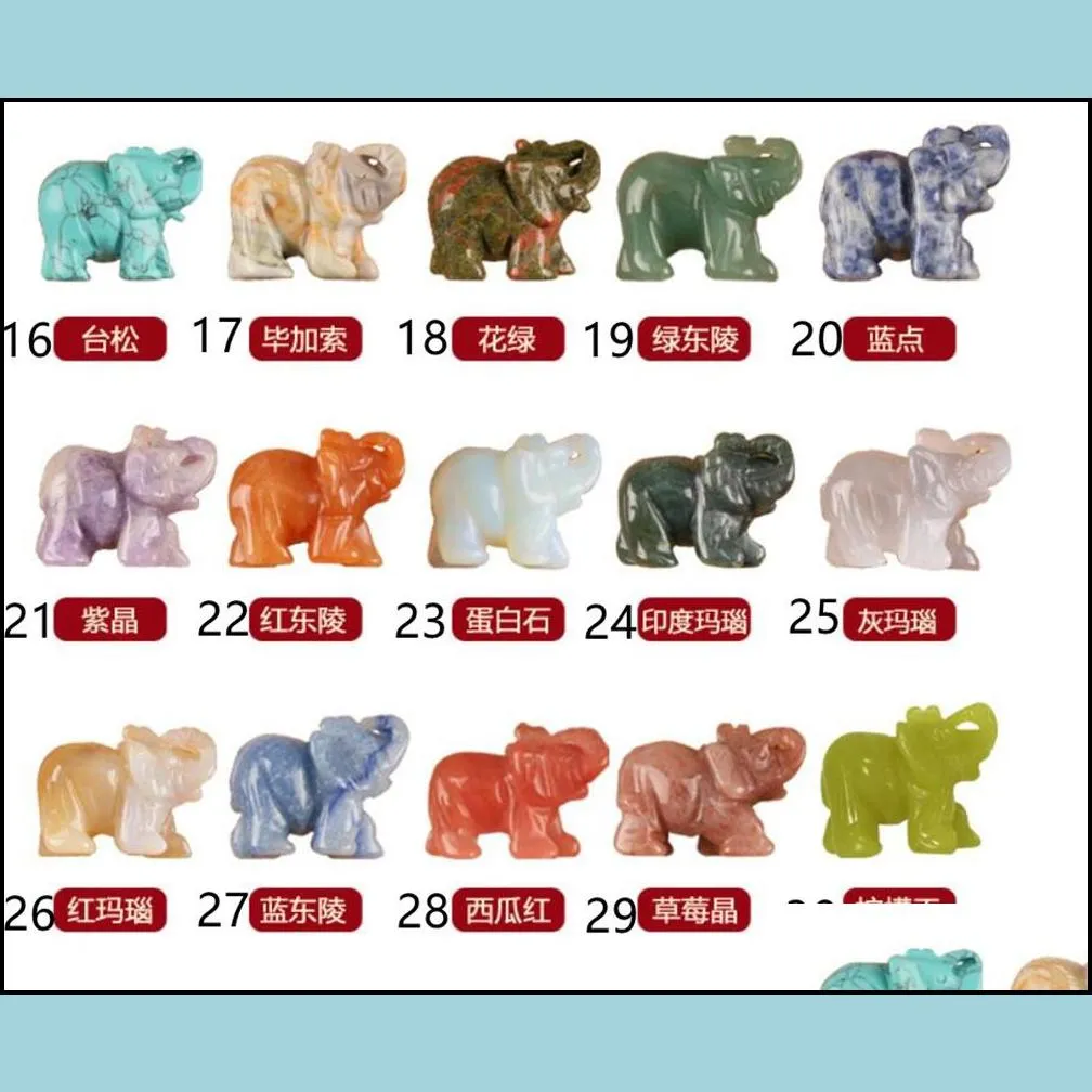 wholesale party favor carved healing crystals gemstones pocket statues elephant statue figurine collectible decor 1.5 inches for gifts