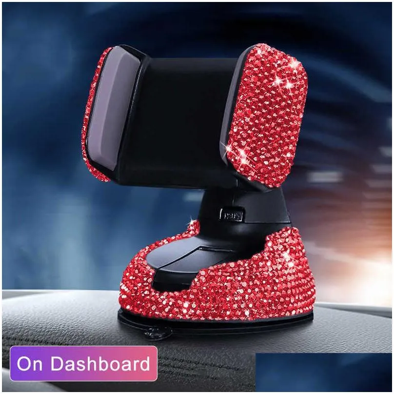 diamond bling car cell phone holder girl crystal mount universal fit mobile holder car interior accessories for women