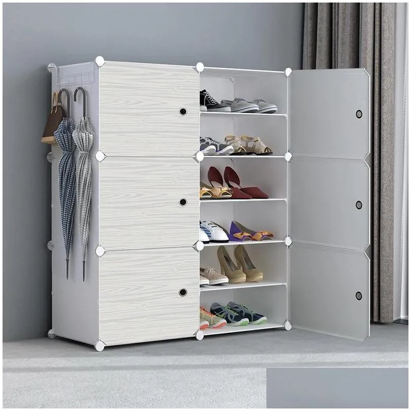 multicube shoe cabinet modular home diy storage organizer bedroom wordrobe closet plastic shoe rack with umbrella hanger 201030