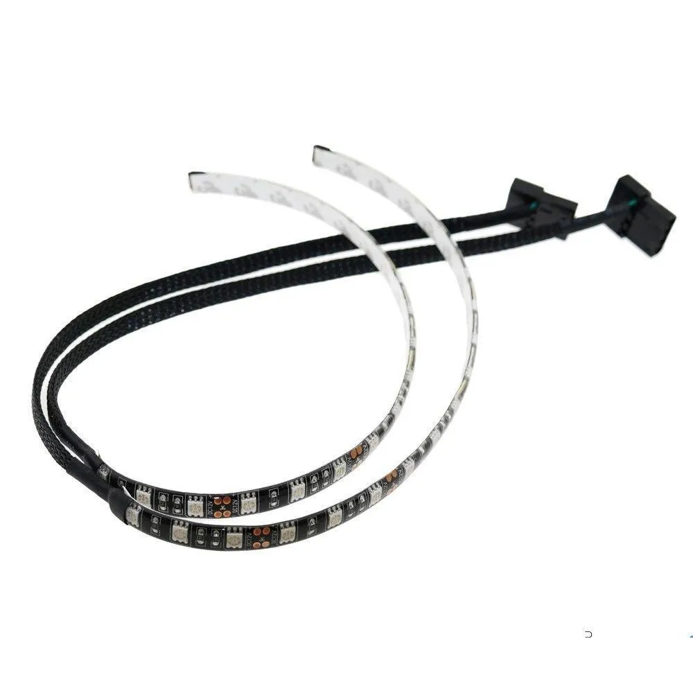 5050 smd 30cm red blue white green led strip light for pc computer case sleeved cable molex connector 12v