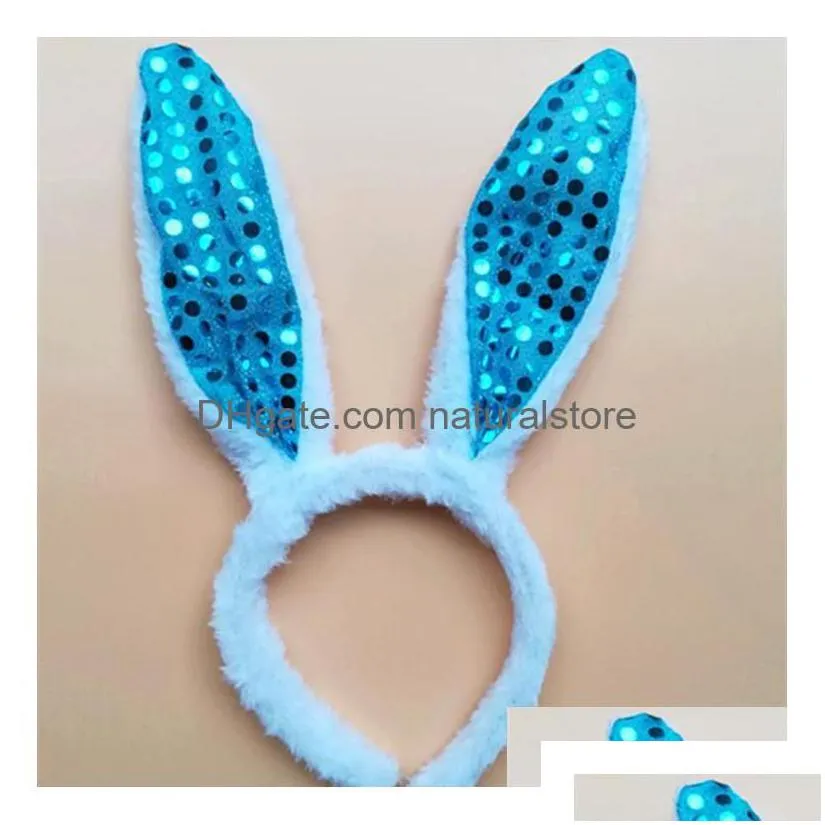 headbands rabbit ears headband plush sequins headdress white masquerade birthday party head decorative articles easter drop delivery