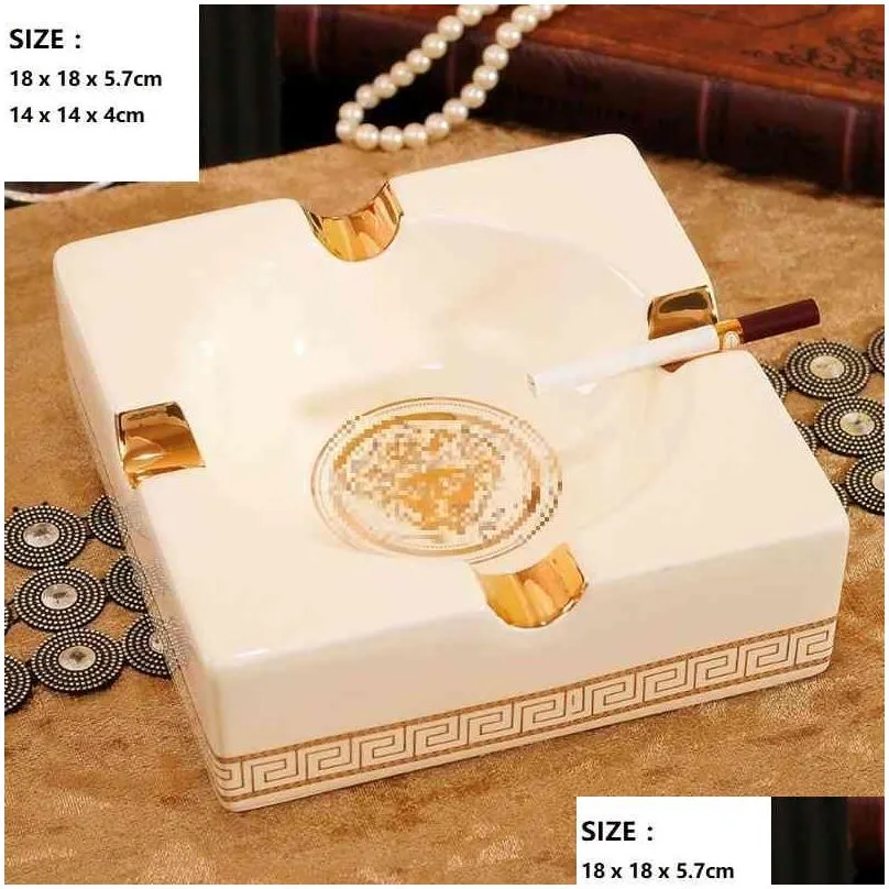 oussirro luxury large size ashtrays gadgets vintage style square quality ceramic cigar ashtray 210724