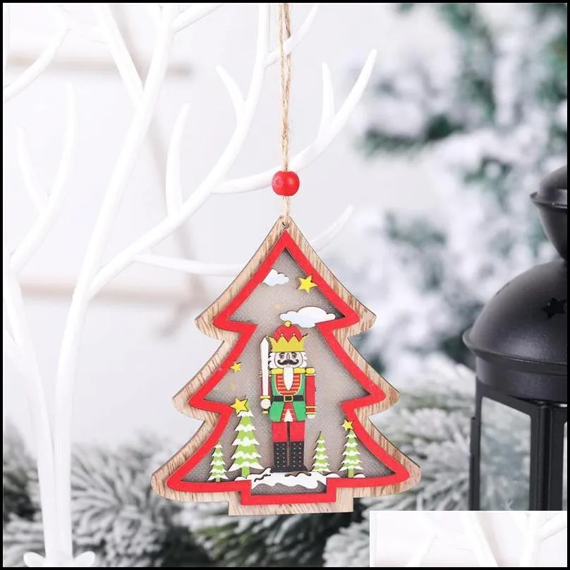 led christmas wooden pendants nutcracker puppet christmas tree decorations walnut soldier hanging ornaments year kids gifts