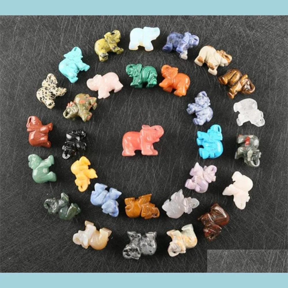 wholesale party favor carved healing crystals gemstones pocket statues elephant statue figurine collectible decor 1.5 inches for gifts