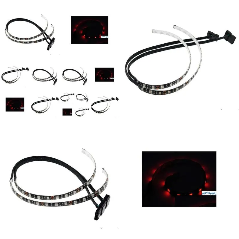 5050 smd 30cm red blue white green led strip light for pc computer case sleeved cable molex connector 12v