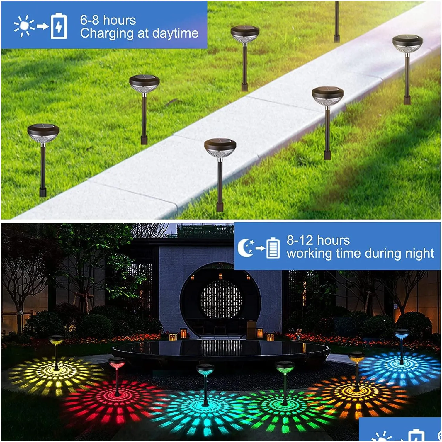 garden lights solar led light outdoor rgb color changing waterproof pathway lawn lamp for decor landscape lighting
