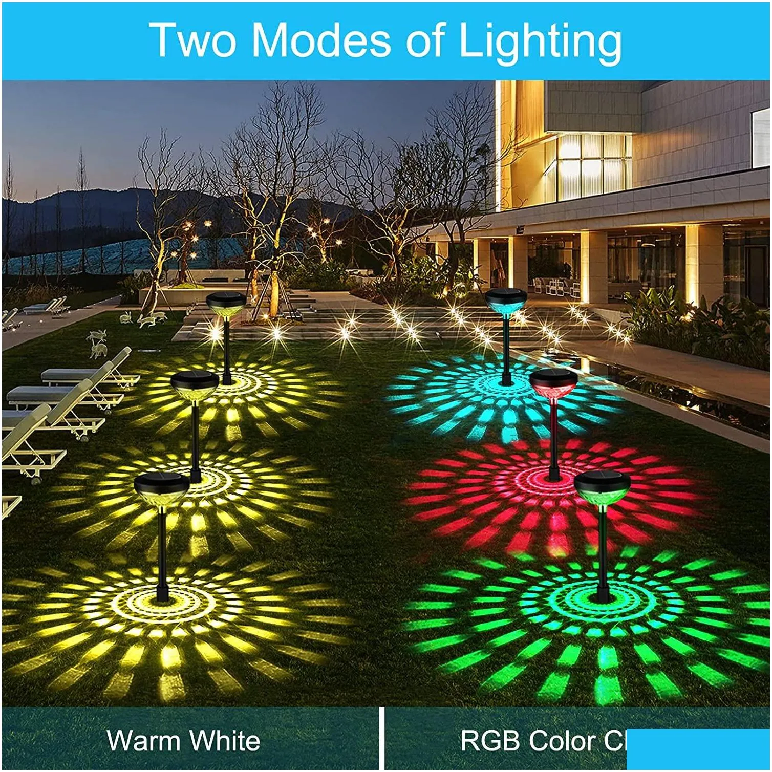 garden lights solar led light outdoor rgb color changing waterproof pathway lawn lamp for decor landscape lighting