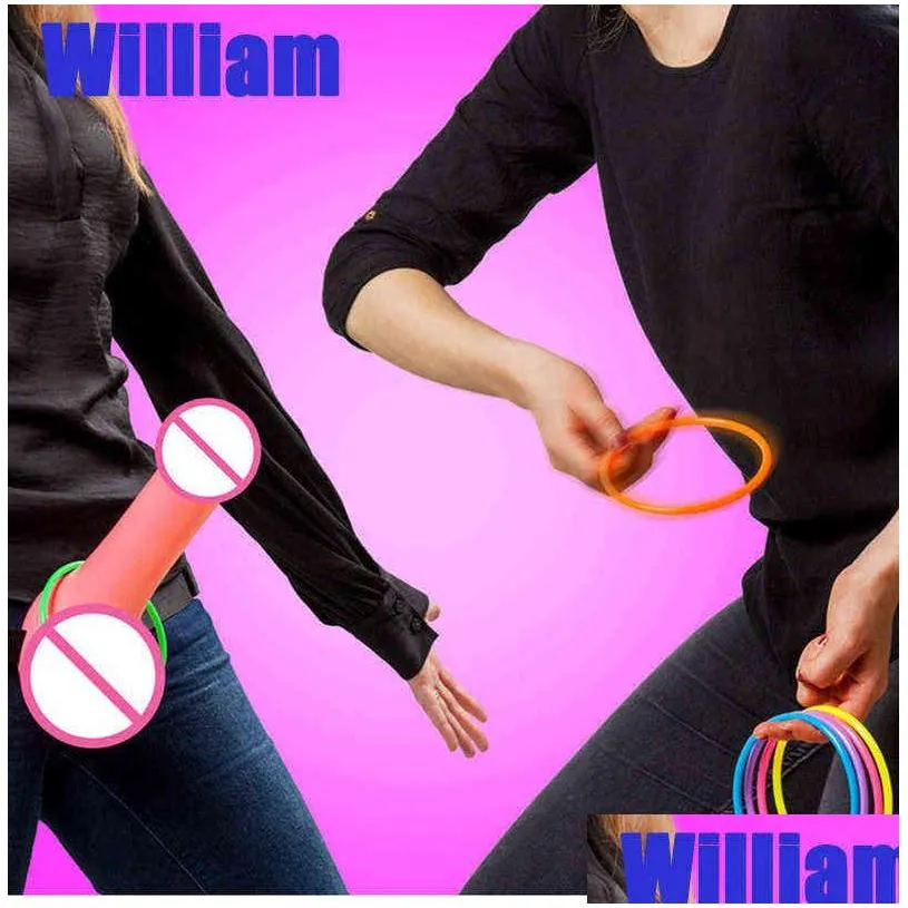 william 2pcs/set bachelorette party supplies penis toss dick heads bride to be hen night ring toss game bridal shower decoration