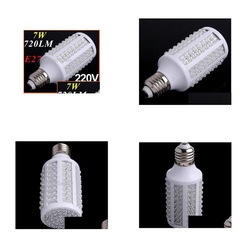  led corn bulb e27 720lm 220v/110v 7w 166 led lamp white spotlight 360 degree led lighting
