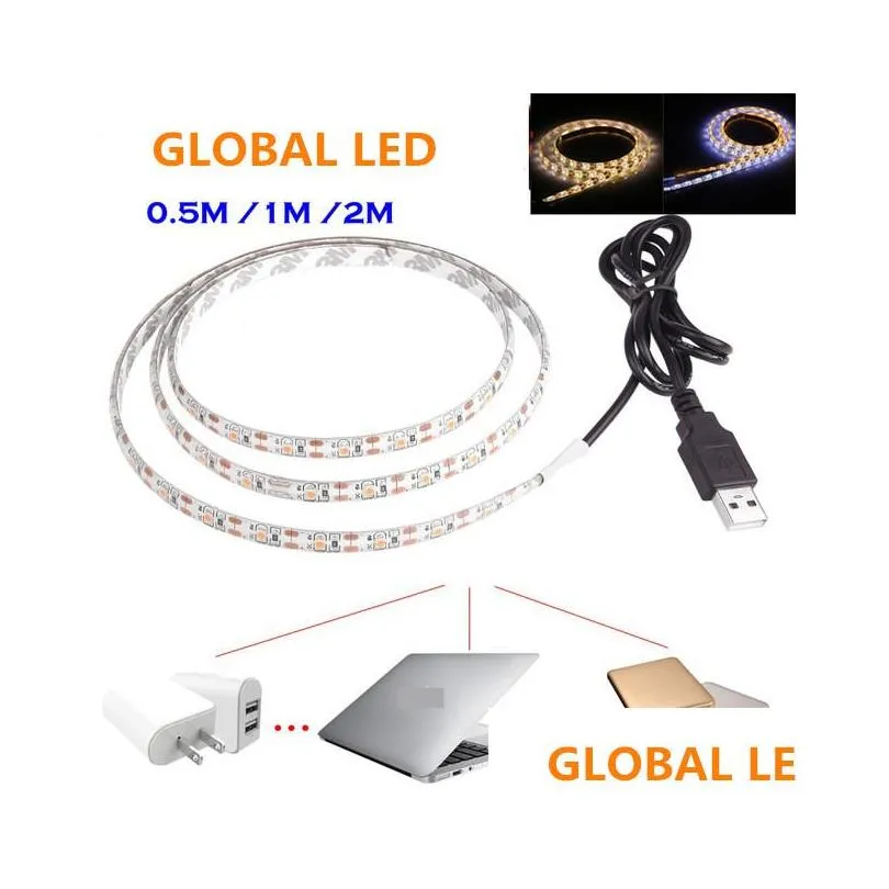 flexible 5v usb cable led strip light lamp smd3528 50cm 1m 2m christmas flexible led strip lights tv background lighting