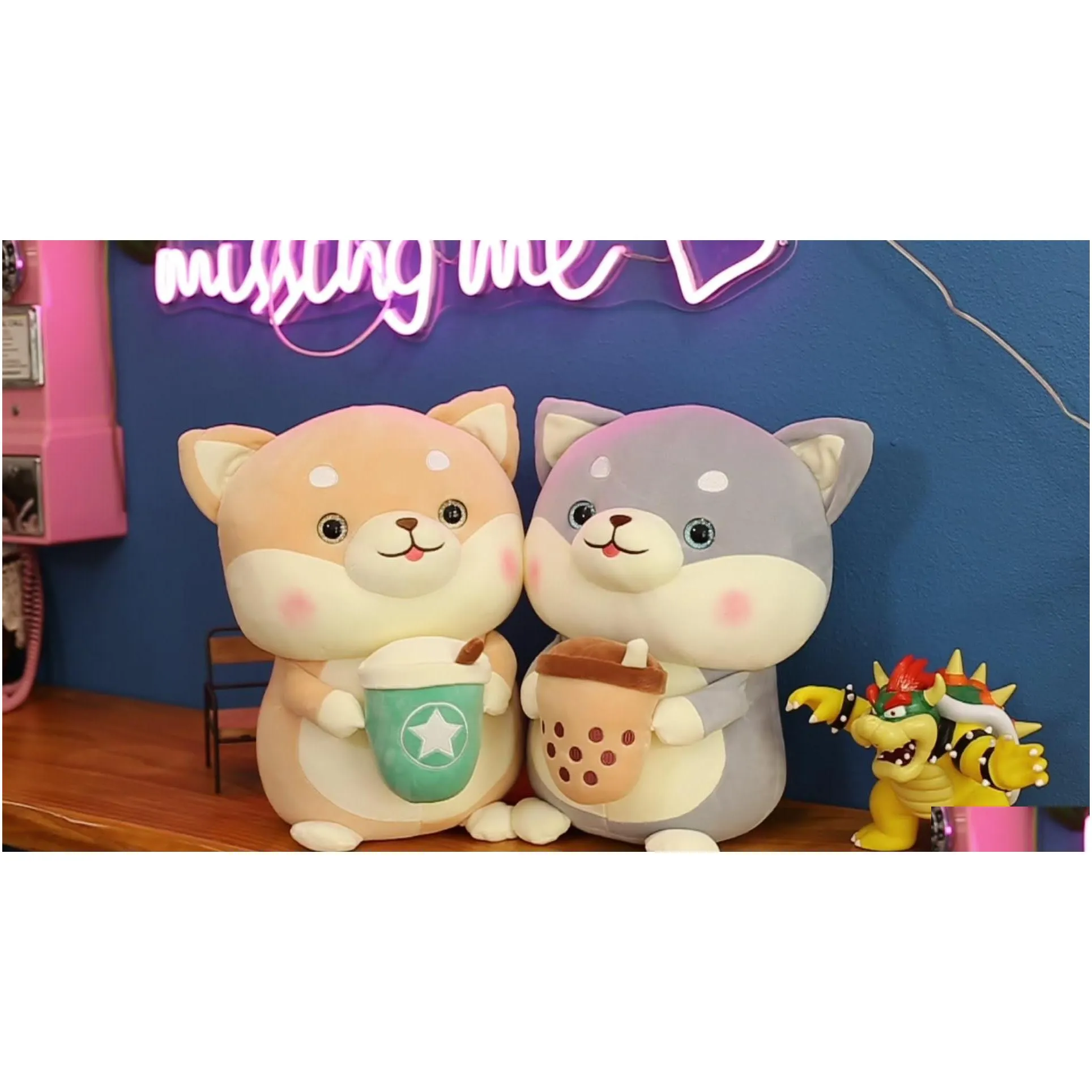 new akita dog plush toy doll wholesale cute large shiba inu sleeping pillow tea cup doll milk cups muppet gifts