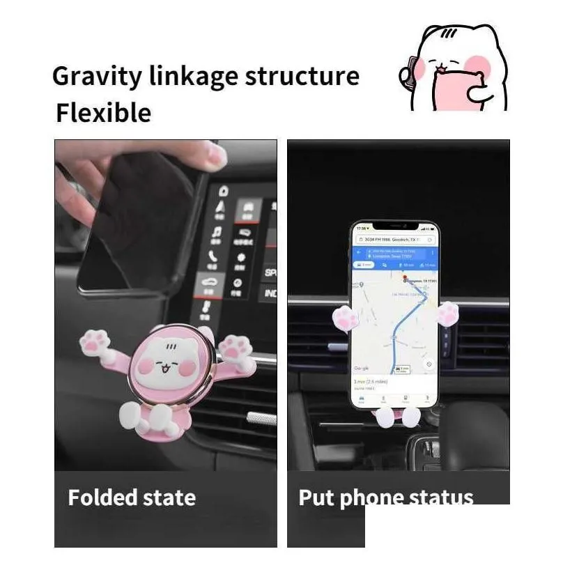 cute gravity car phone holder mobile stand smartphone gps support mount for iphone 13 12 11 pro 8 samsung xiaomi redmi lg