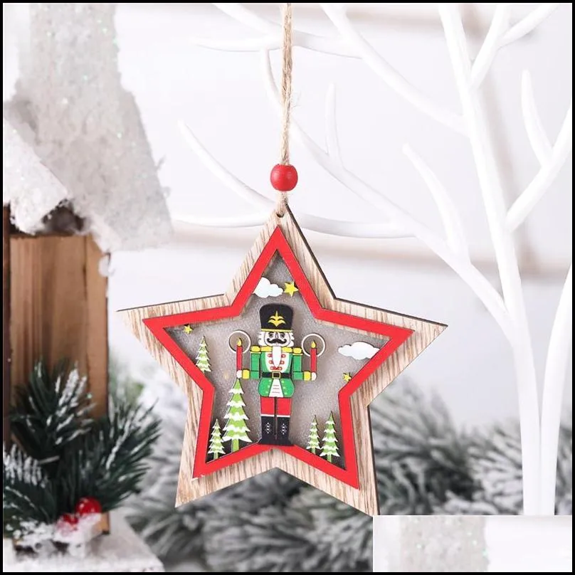 led christmas wooden pendants nutcracker puppet christmas tree decorations walnut soldier hanging ornaments year kids gifts