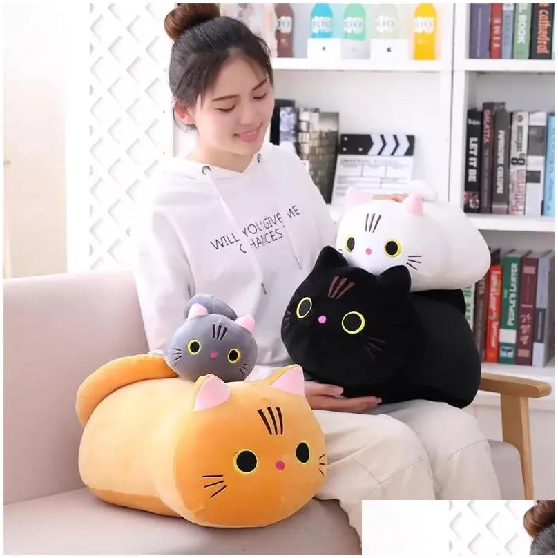 25 /35/50cm cute cat stuffed toy cartoon animal plush doll child sleeping soft pillow sofa cushion birthday gift girl