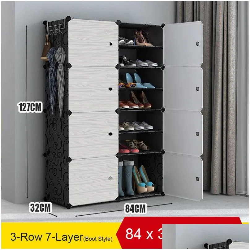 multicube shoe cabinet modular home diy storage organizer bedroom wordrobe closet plastic shoe rack with umbrella hanger 201030