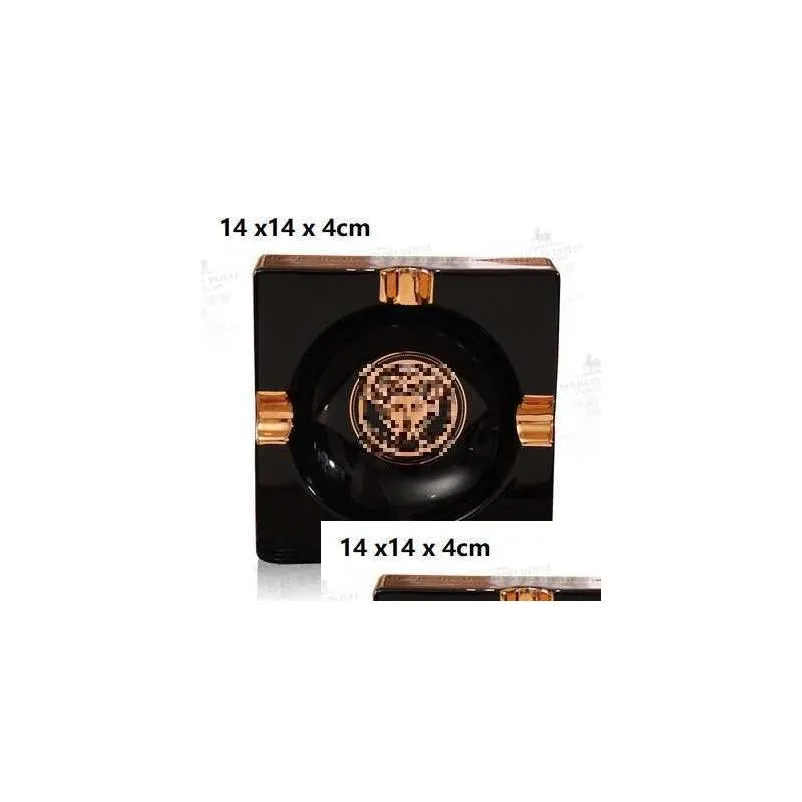 oussirro luxury large size ashtrays gadgets vintage style square quality ceramic cigar ashtray 210724