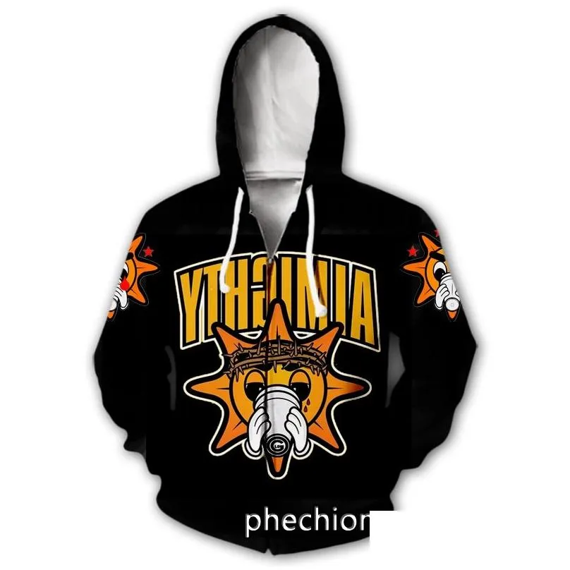 mens hoodies phechion men/women 3d printed song glo gang casual zipper fashion streetwear men loose sporting zip up j39