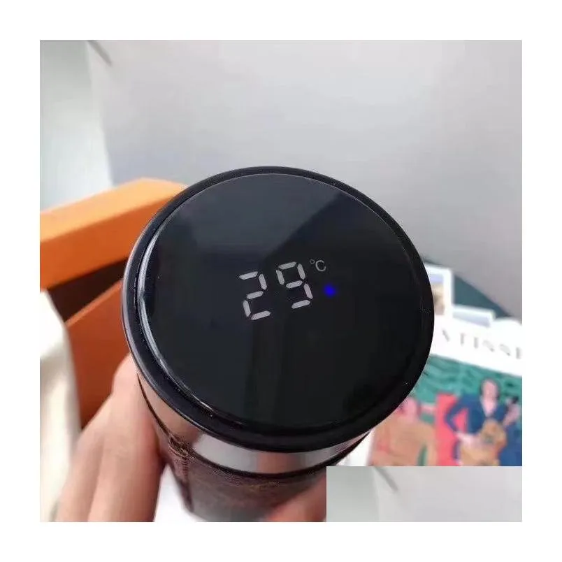 fashion brand led smart water bottle vacuum cup temperature display lids luxurys designers stainless steel tumbler coffee tea cup insulation bottles women