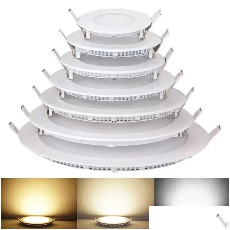 dimmable round led panel light 4w 6w 9w 12w 15w 18w 21w 110240v led ceiling recessed down lamp smd2835 downlight with driver