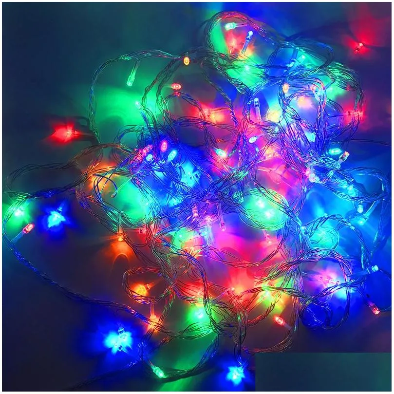 led strings lights with controller colorful rgb waterpoof outdoor decor lamps 100leds 10m for doors floors grasses christmas trees 220v