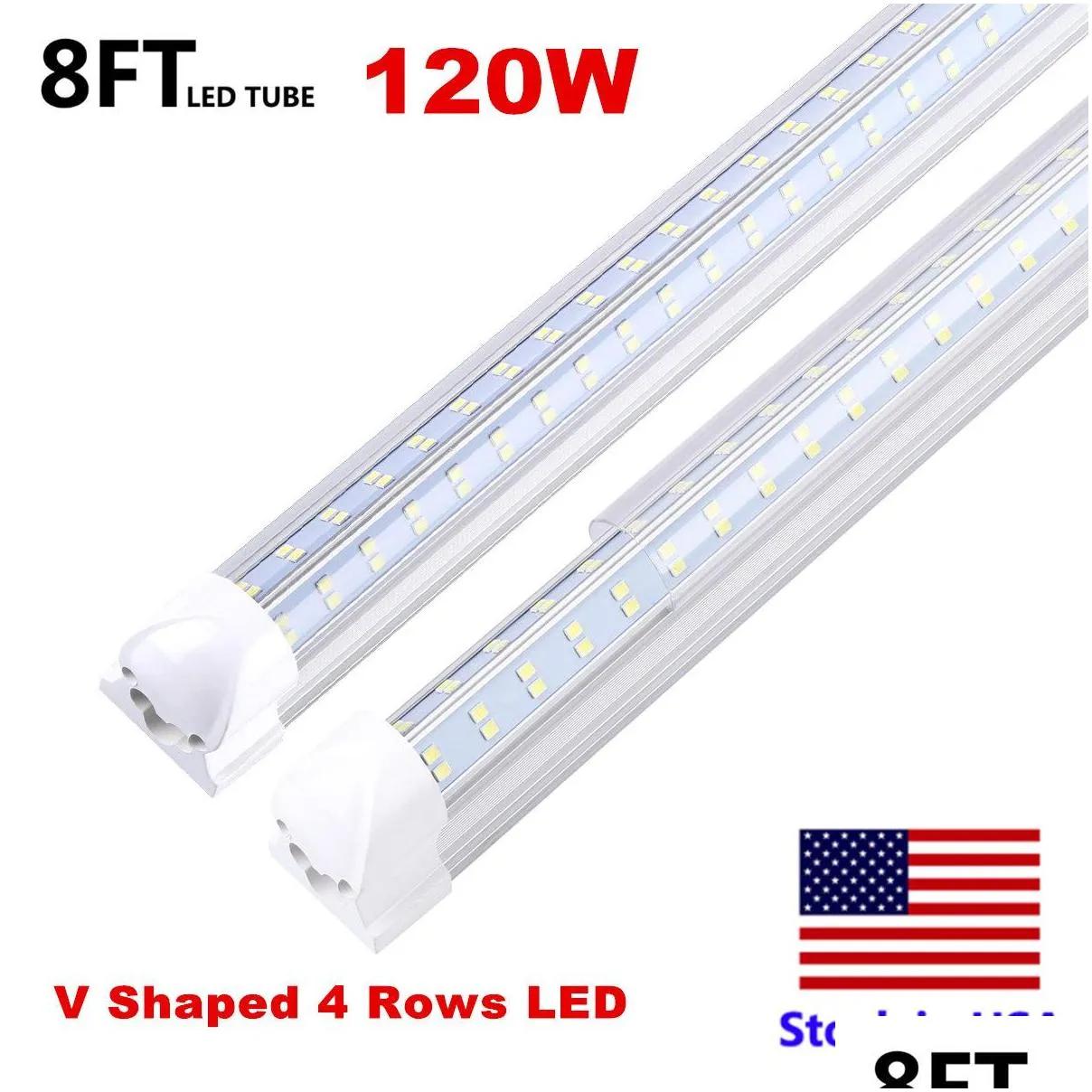 4ft 8ft led lights vshaped integrated led tube light fixtures 120w 4 row leds smd2835 led lights 100lm/w