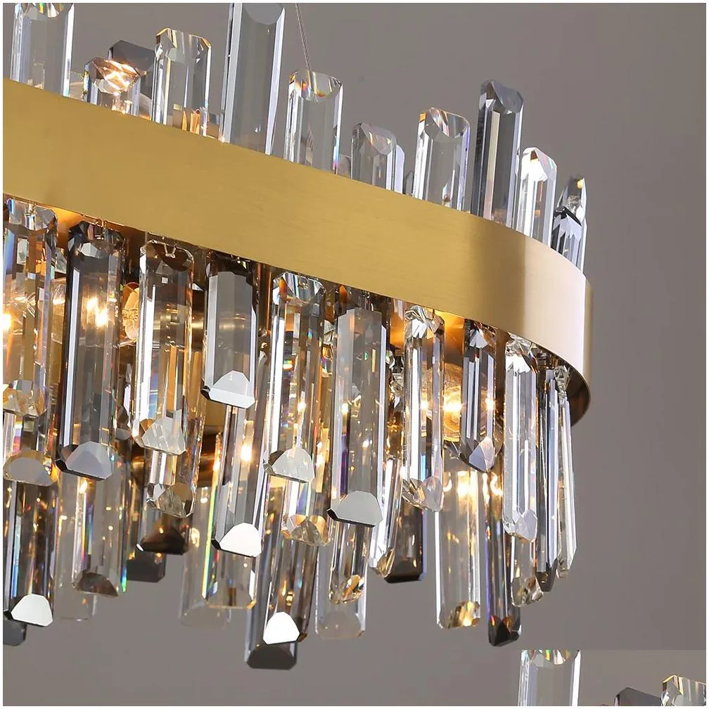 luxury dining room crystal chandelier pendant lamps modern rectangle kitchen island led hanging lights gold living room cristal light