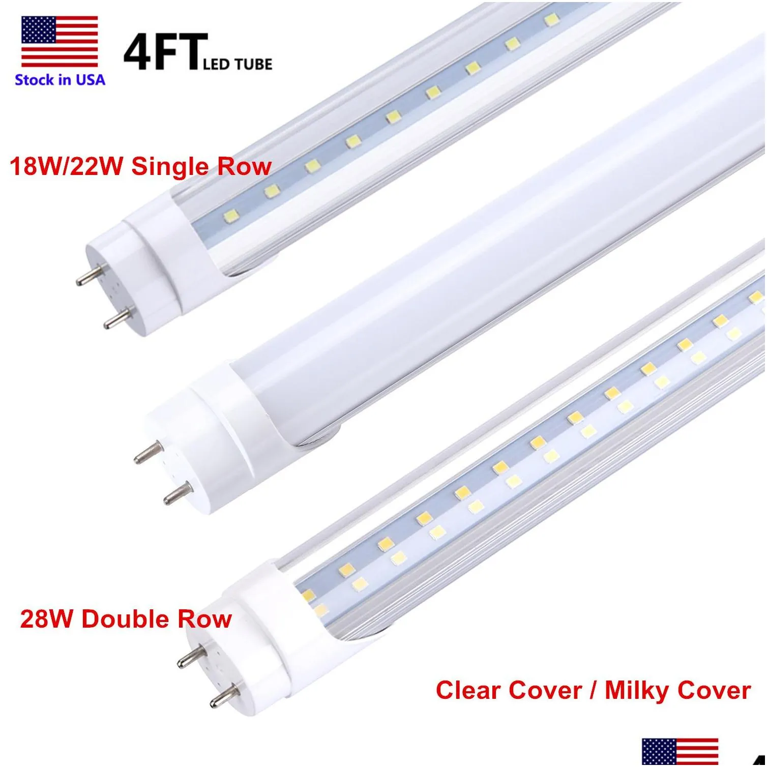 t8 led tube light bulb 4ft 22w 28w g13 bipin t8 t10 t12 fluorescent lighting bulbs replacement ballast bypass double ended power clear cover 4 foot shop