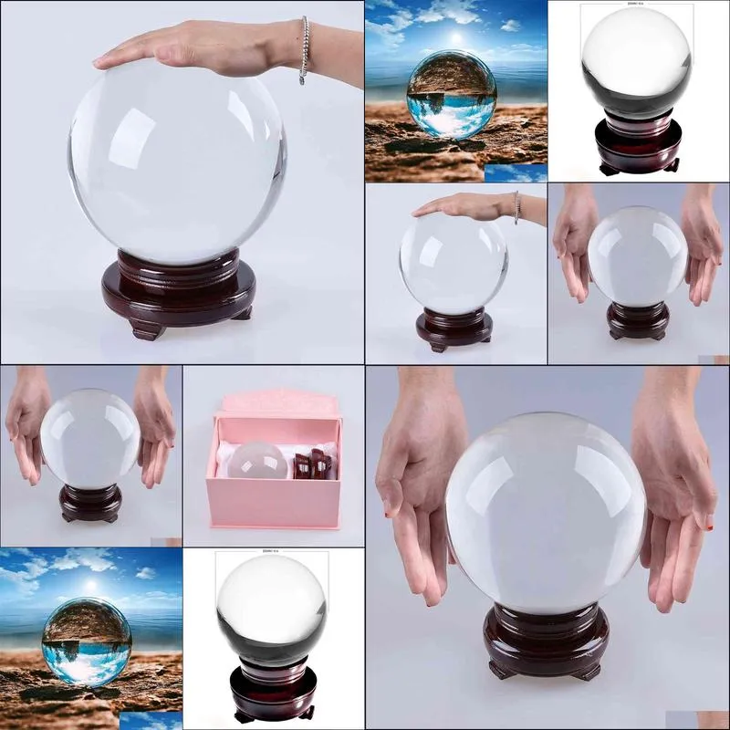 ship from usa 200mm crystal ball rare clear asian quartz feng shui sphere fashion home decor magic 211101