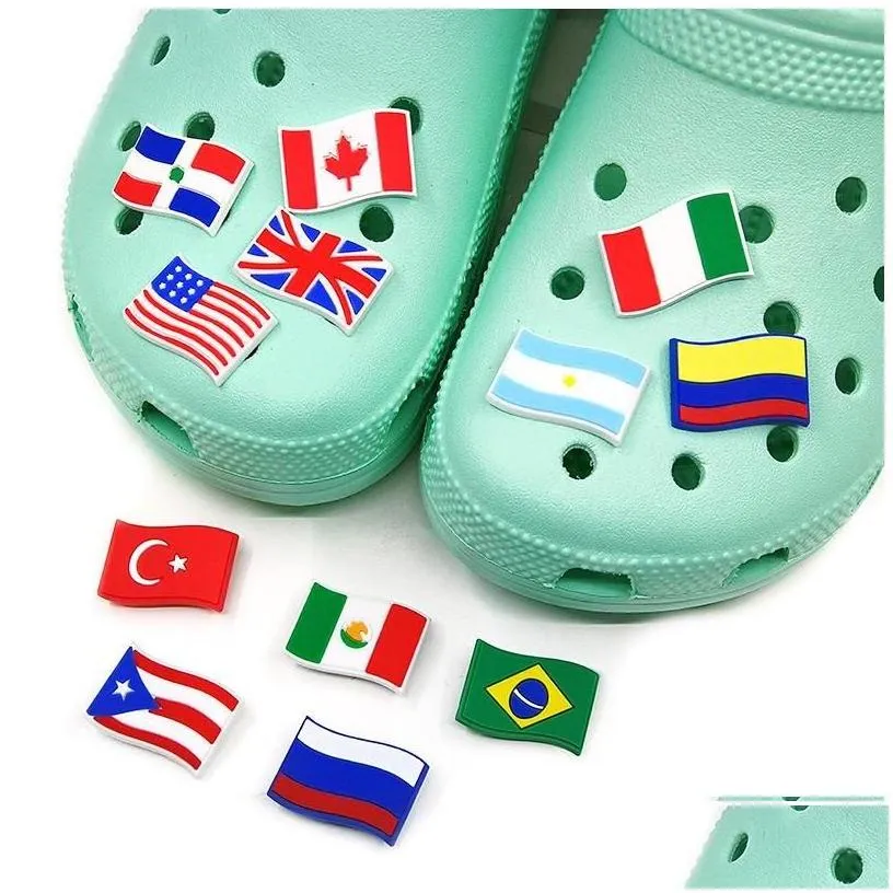 Shoe Parts Accessories National Flag Croc Charms Fashion Love For Decorations Pvc Soft Shoes Charm Ornaments Buckles Drop Delivery