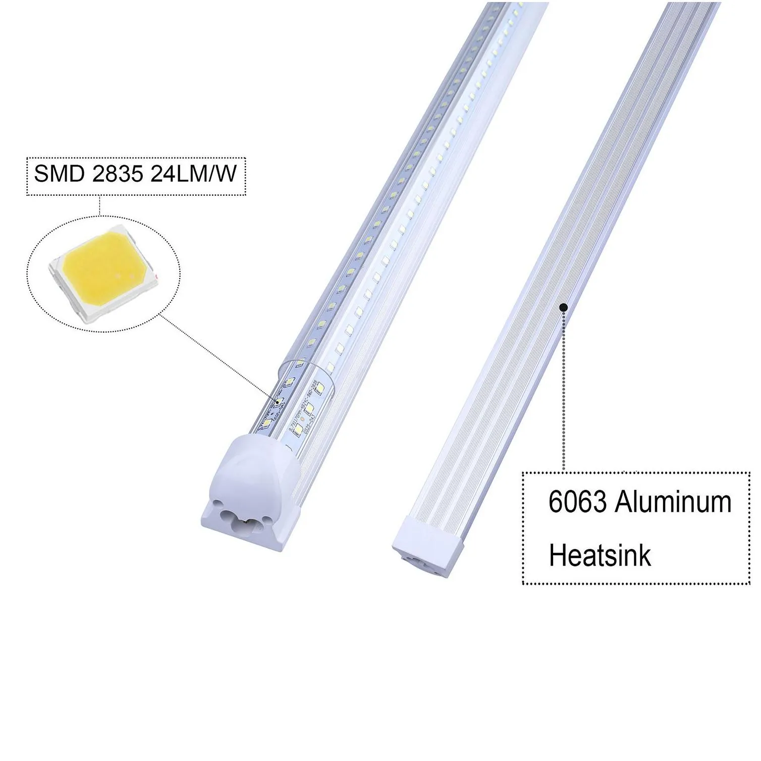 5000k 6000k 8ft linkable led tubes t8 integrated cooler door light 8foot vshaped led tubes double sides led shop light fixture warehouse