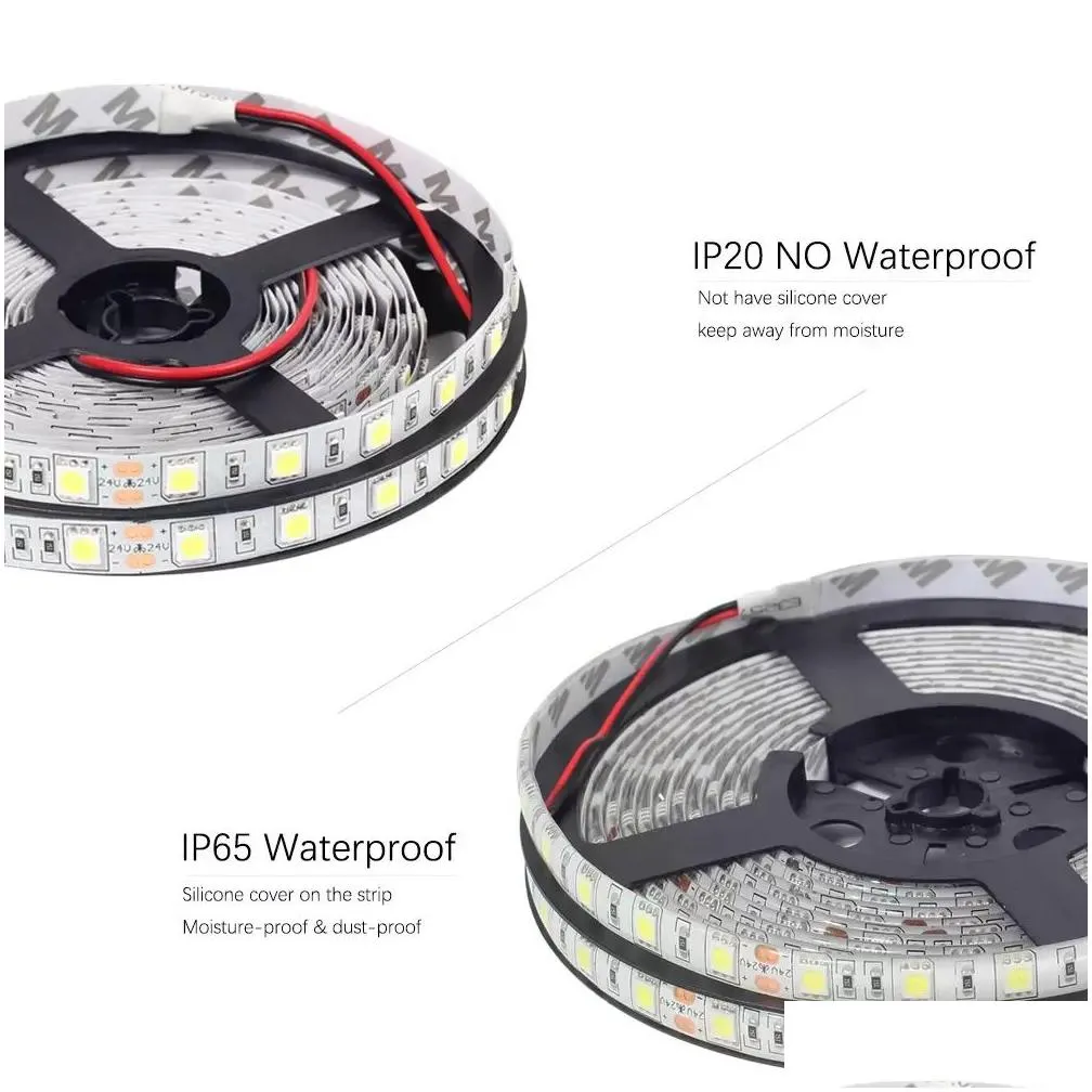 5v 12v 24v led light strip tv backlight waterproof smd 5050 5m 60leds/m warm white rgb led strip light for room bedroom